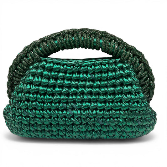 ZD Raseel In Emerald Green Clutch With Emerald Green Rhinestone