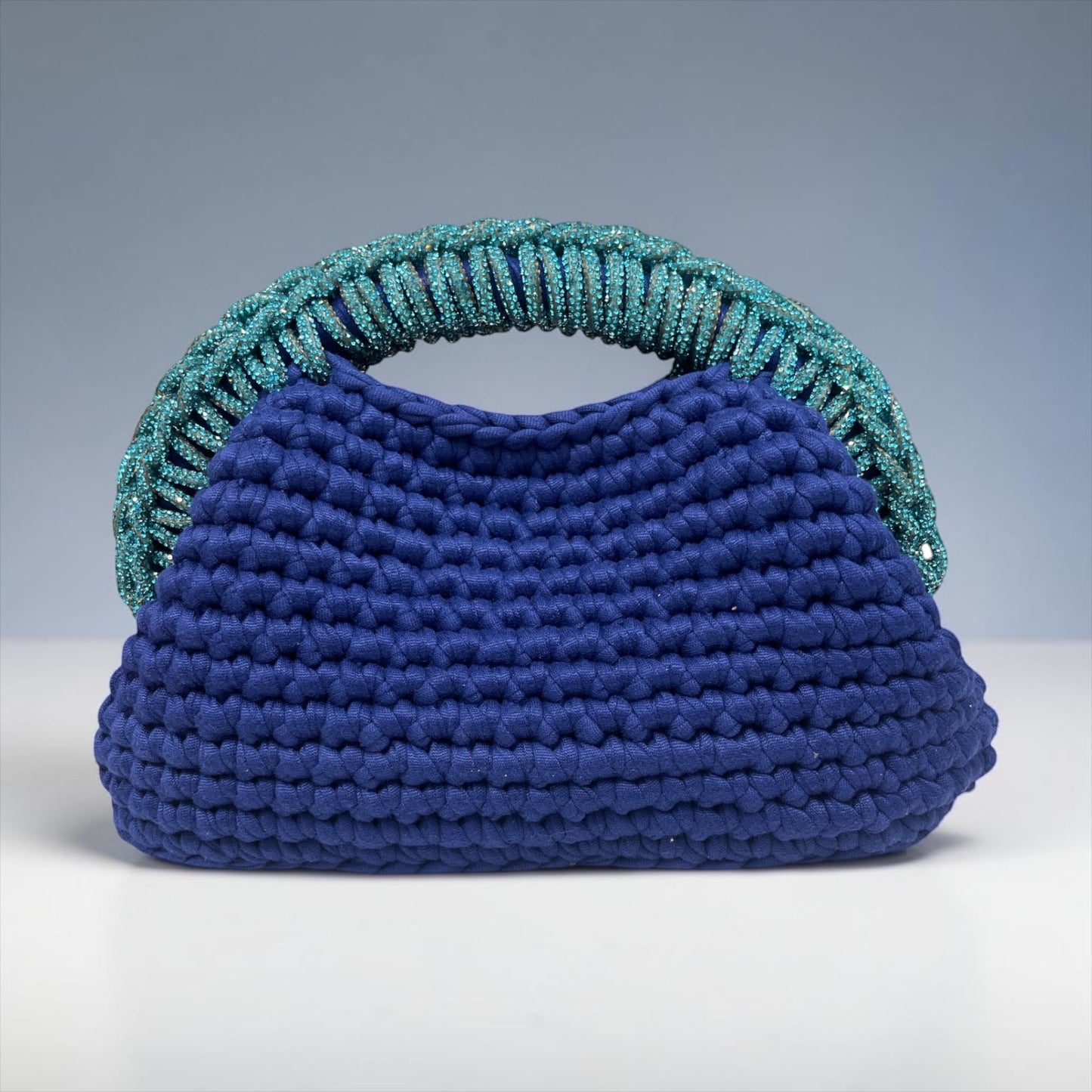ZD Raseel Cobalt Blue Clutch With Turquoise Rhinestone