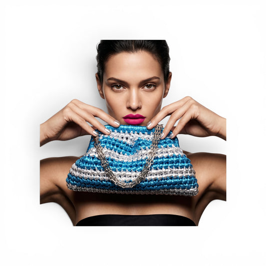 ZD Small Razzle Dazzle Clutch in Electrifying Blue & Silver-Double Tone