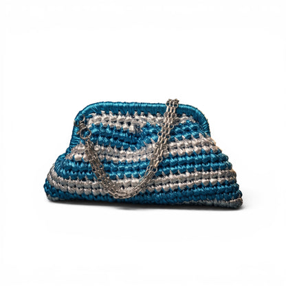 ZD Small Razzle Dazzle Clutch in Electrifying Blue & Silver-Double Tone