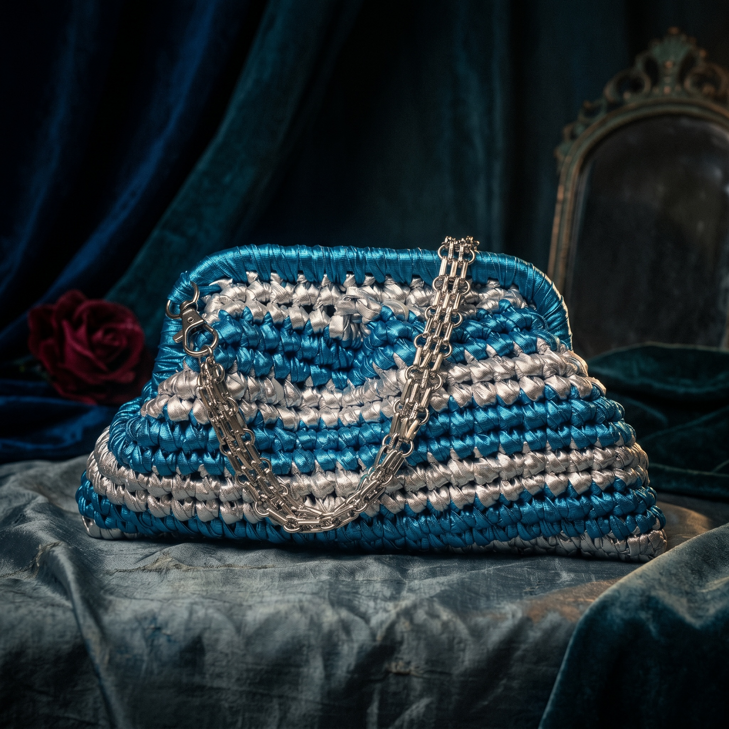 ZD Small Razzle Dazzle Clutch in Electrifying Blue & Silver-Double Tone
