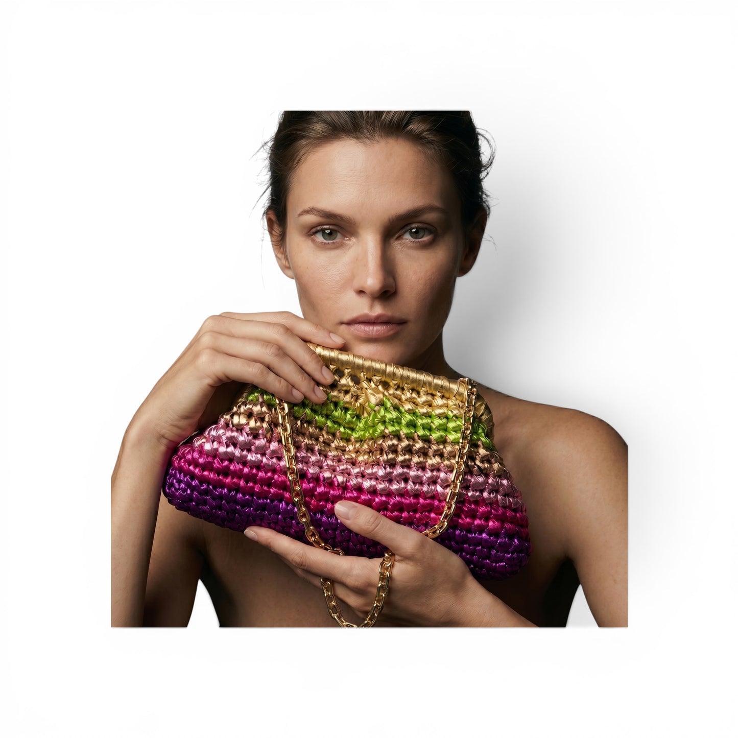 ZD Small Razzle Dazzle Clutch in Multicolor-Six Tones