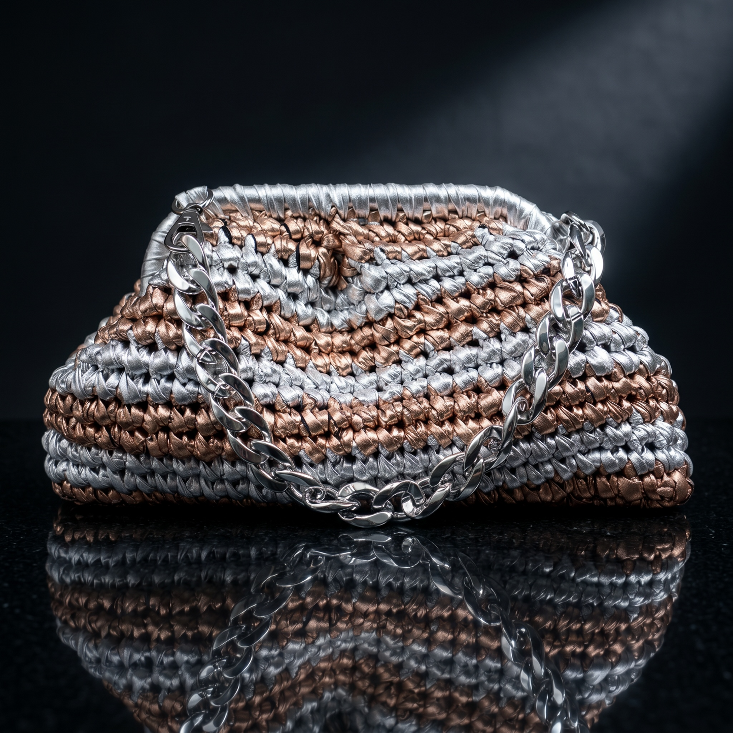 ZD Small Razzle Dazzle Clutch in Bronze & Silver-Double Tone