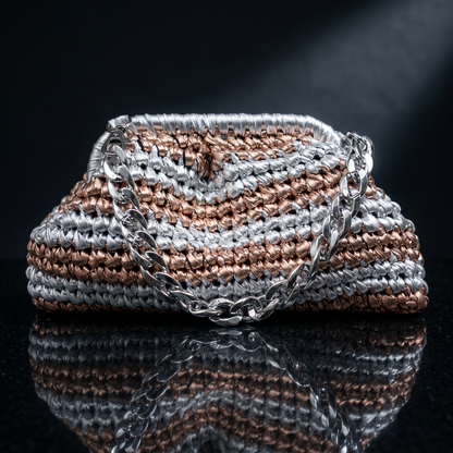 ZD Small Razzle Dazzle Clutch in Bronze & Silver-Double Tone