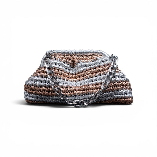 ZD Small Razzle Dazzle Clutch in Bronze & Silver-Double Tone