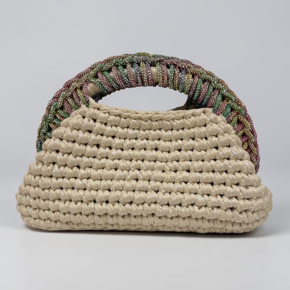 ZD Raseel Cloud Dancer Clutch With Multicolor Rhinestone