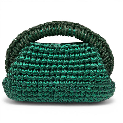 ZD Raseel In Emerald Green Clutch With Emerald Green Rhinestone