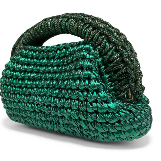 ZD Raseel In Emerald Green Clutch With Emerald Green Rhinestone
