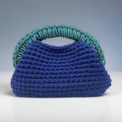 ZD Raseel Cobalt Blue Clutch With Turquoise Rhinestone